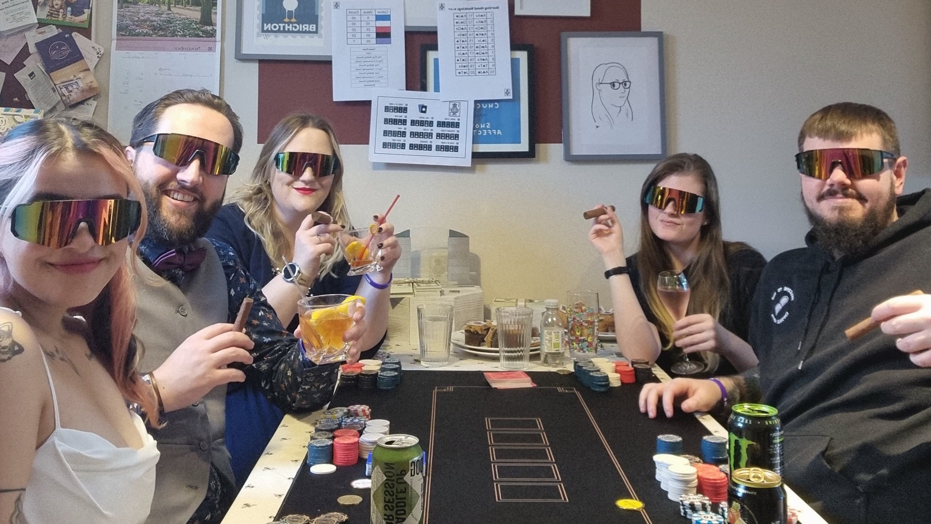 All five players at the first Royal Flush Rumpé