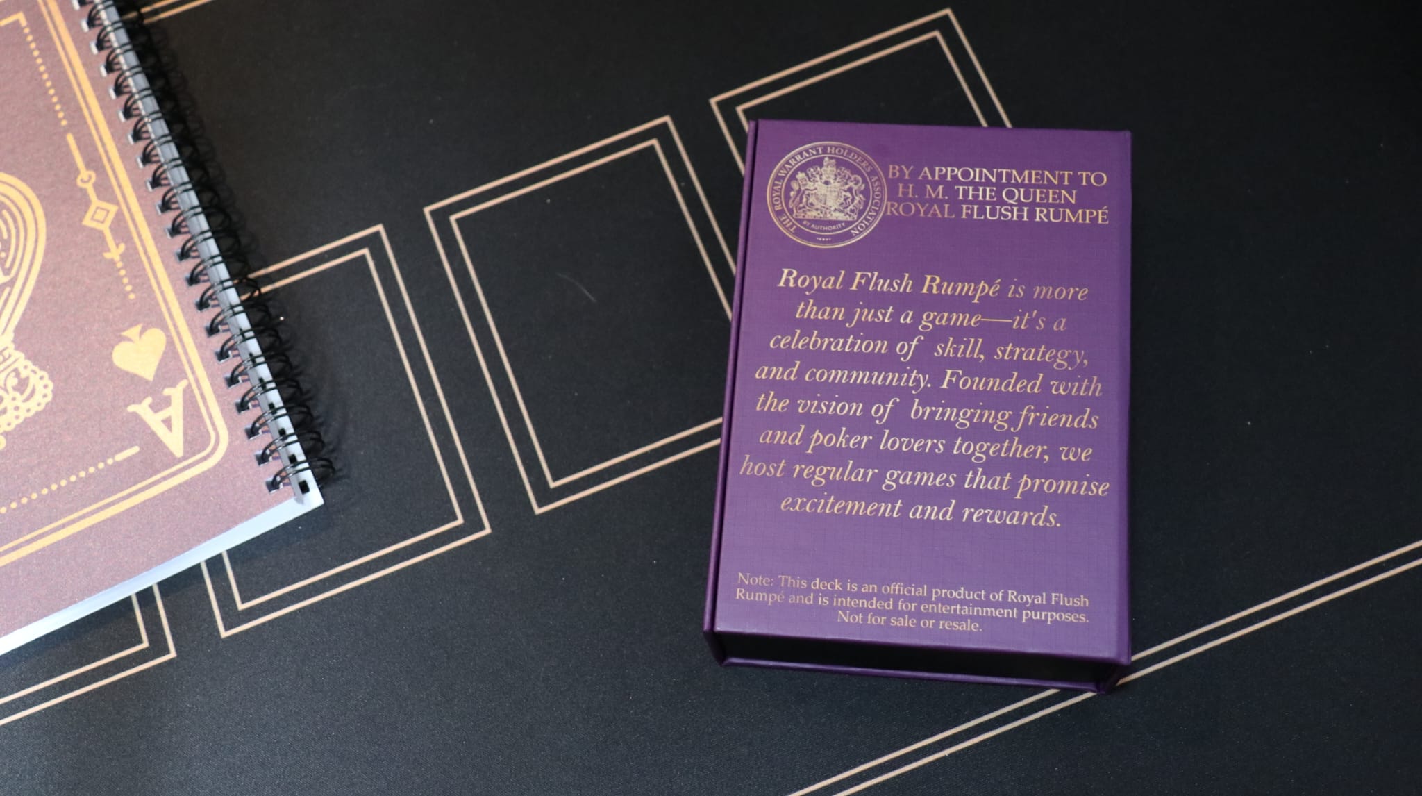 The purple back of the custom Royal Flush Rumpé deck holder